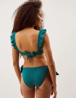 Mia Textured Tie Side Bikini Bottoms Teal