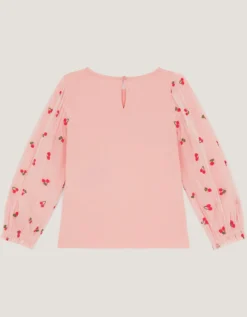 Mon Cheri Mesh Sleeve Top Pink