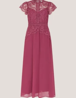 Monica Lace Midi Bridesmaid Dress Pink