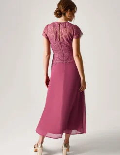 Monica Lace Midi Bridesmaid Dress Pink