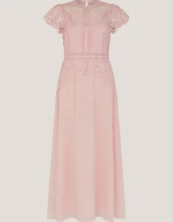 Monica Lace Midi Bridesmaid Dress Pink