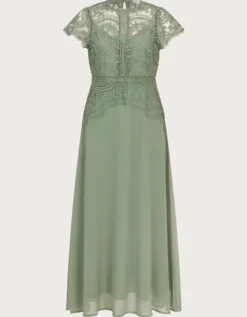 Monica Lace Midi Bridesmaid Dress Green