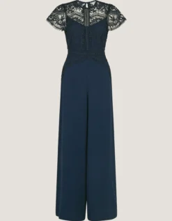 Monica Lace Wide Leg Jumpsuit Blue