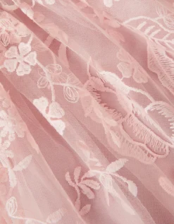 Montecarlo Floral Embroidered Party Dress Pink