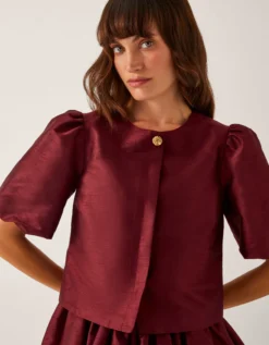 Mya Puff-Sleeve Jacket Red
