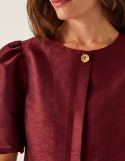 Mya Puff-Sleeve Jacket Red