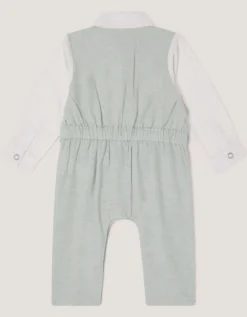 Newborn Arlo Waistcoat Romper Green