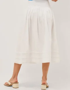 Nicole Cotton Midi Skirt White