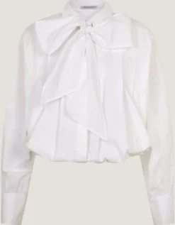 Nicole Detachable Bow Shirt White