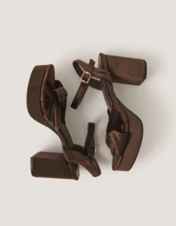Nola Twist Knot Velvet Platform Heels Brown