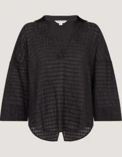 Nora Textured Cotton Shirt Black