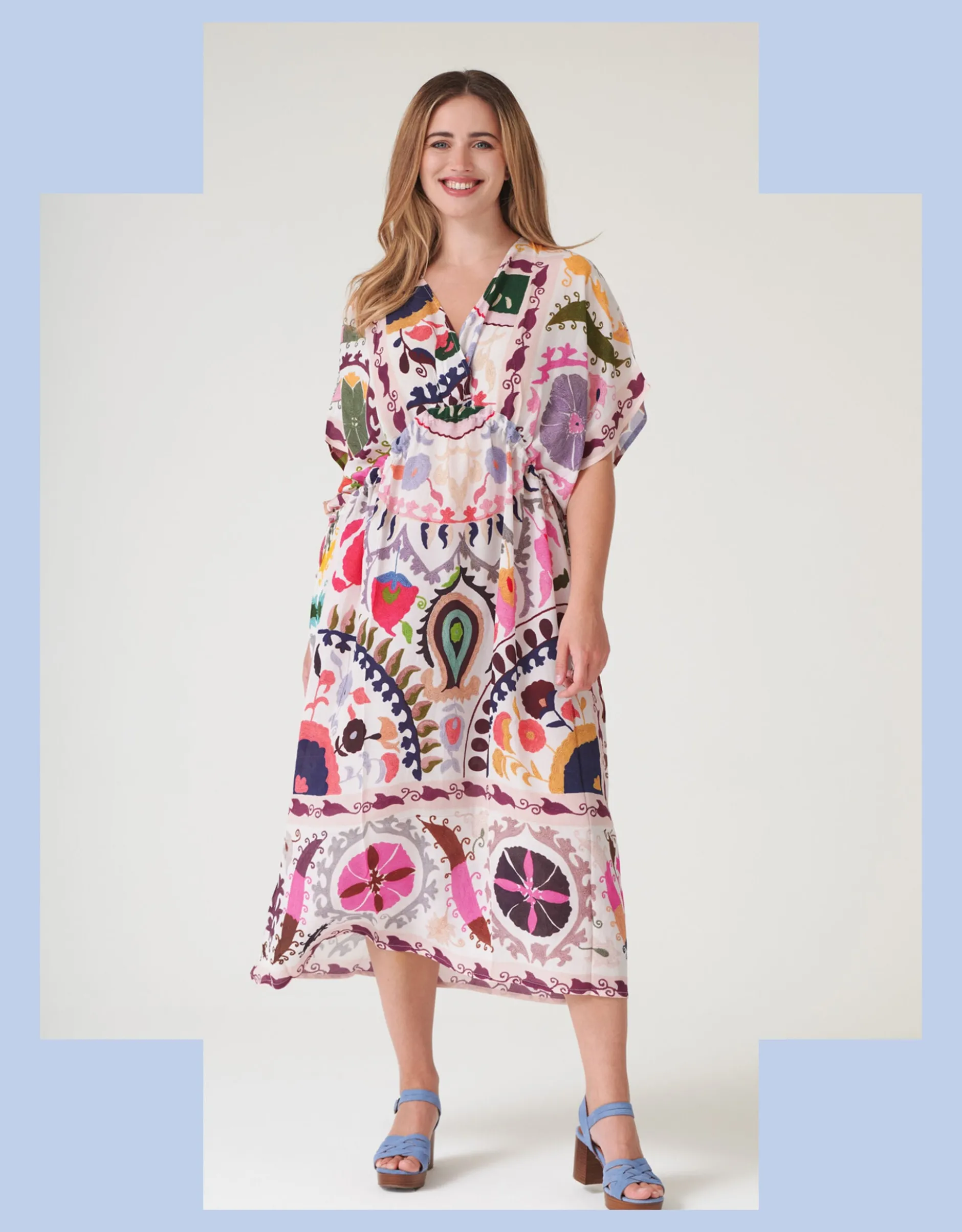One Hundred Stars Susani Print String Midi Dress Pink
