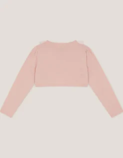 Ottilie Appliqué Rose Pearl Cardigan Pink