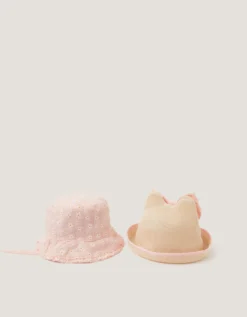 2-Pack Baby Embroidered Bunny Hats Multi