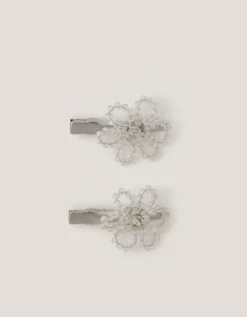 2-Pack Beaded Flower Hair Clips
