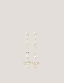4-Pack Bow & Pearl Clip On Earrings