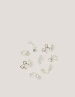 4-Pack Bow & Pearl Clip On Earrings