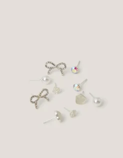 5-Pack Bow & Pearl Stud Earrings