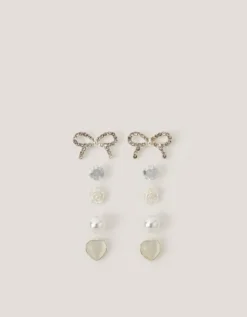 5-Pack Bow & Pearl Stud Earrings