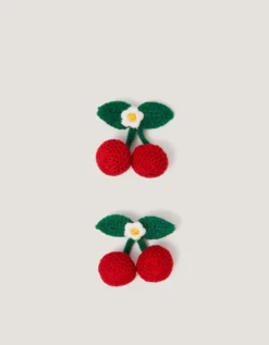 2-Pack Crochet Cherry Hair Clips