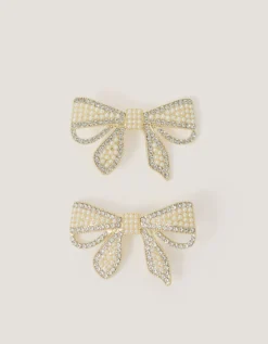 2-Pack Embellished Bow Metal Hair Clips