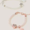 2-Pack Heart & Rose Tube Bracelets