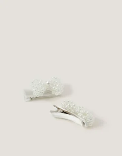 2-Pack Mini Pearl Bow Hair Clips