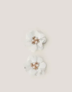 2-Pack Pearl Flower Hair Clips Ivory