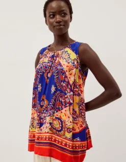 Padma Sleeveless Printed Top Blue