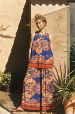 Padma Sleeveless Printed Top Blue