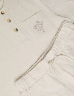 Palm Jersey Polo Shirt & Shorts Set Natural