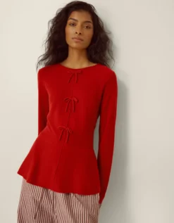 Paula Bow Peplum Jumper Red
