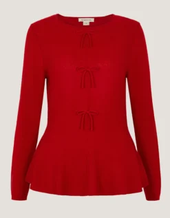 Paula Bow Peplum Jumper Red