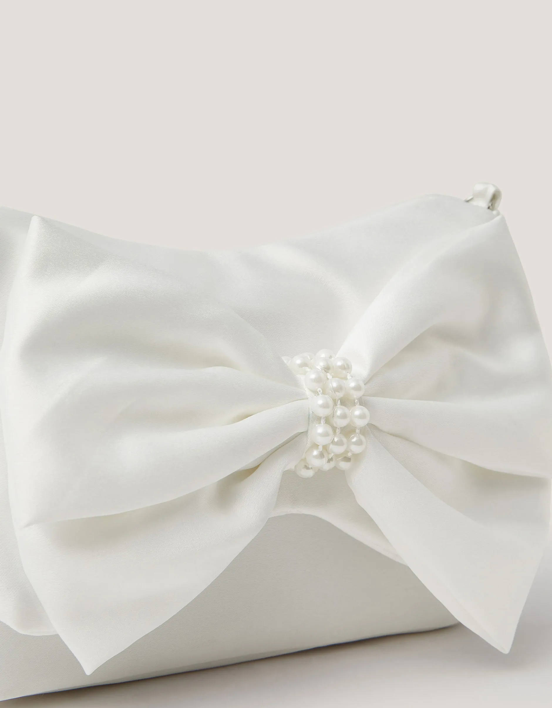 Pearl Bow Satin Bag
