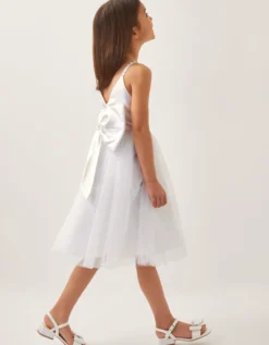 Pearl Embellished Bow Dress Ivory