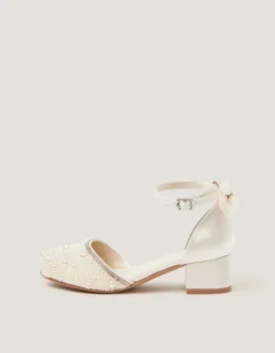 Pearl Embellished Two Part Heels Ivory