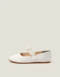 Pearl Flower Ballet Flats Ivory
