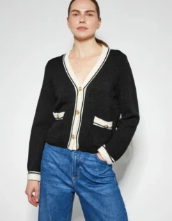 Pia Contrast Trim Cardigan Black