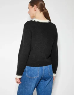 Pia Contrast Trim Cardigan Black