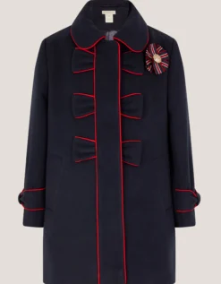 Piped Bow Coat Blue