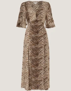 Pippa Animal Print Midi Dress Green