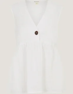 Posey Sleeveless Linen Top White