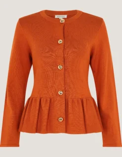 Prune Peplum Cardigan Orange