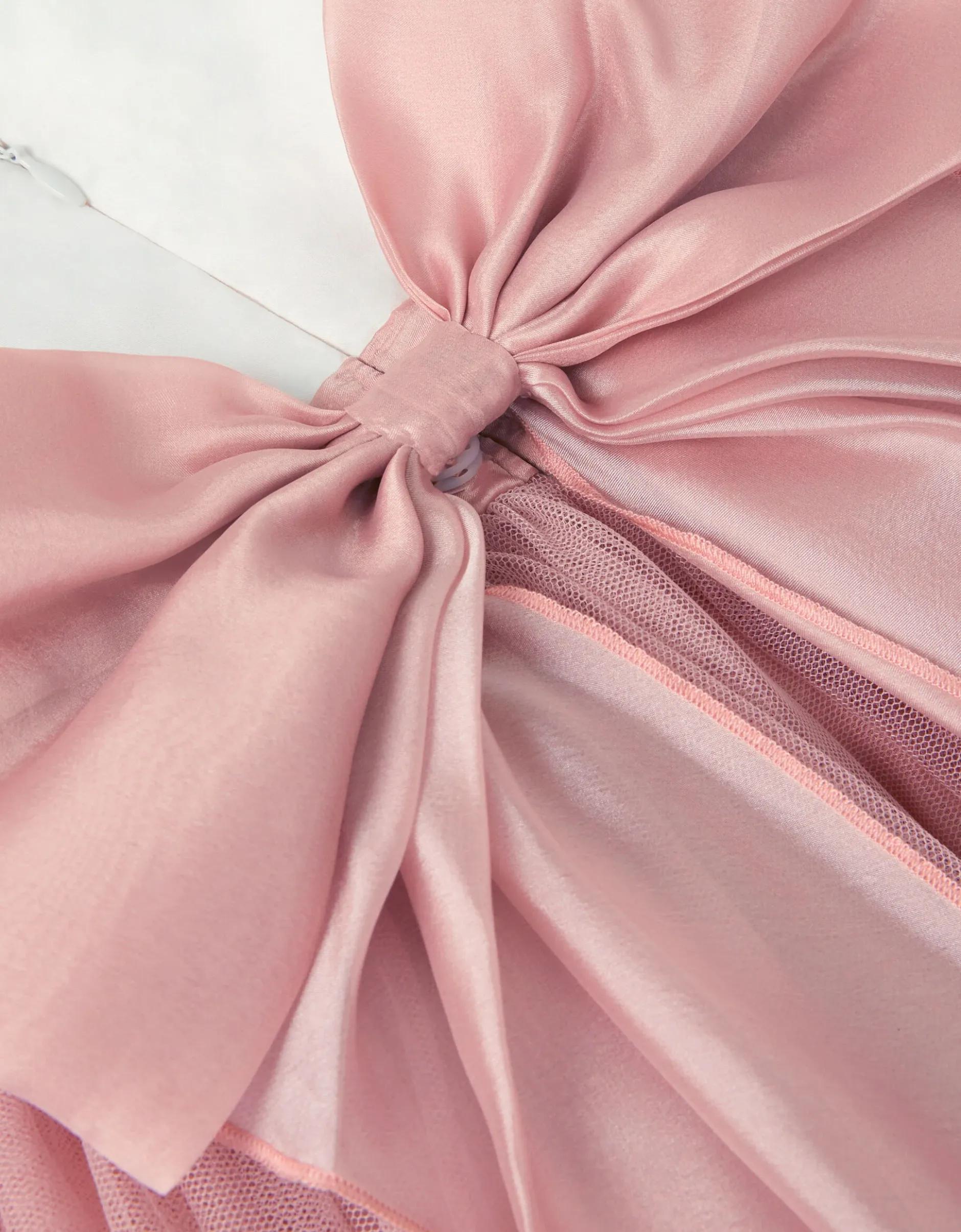 Puff Sleeve Satin Tulle Dress Pink
