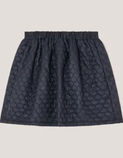Quilted Embellished Bow Skirt Blue