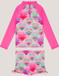 Rainbow Shell UPF50+ Rash Vest Swim Set Pink