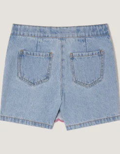 Rhinestone Scallop Denim Skort Blue