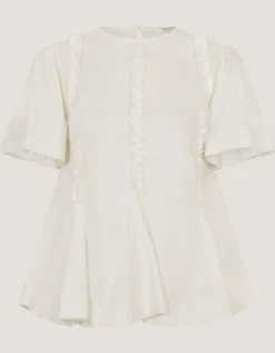Ria Ruffle Jersey T-Shirt Ivory