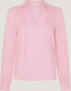 Riley Pintuck Linen Top Pink