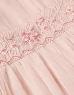 Romee Puff Sleeve Embroidered Party Dress Pink